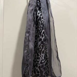 Gray Leopard Print Scarf